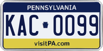 PA license plate KAC0099