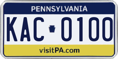 PA license plate KAC0100