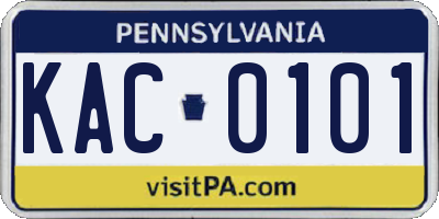 PA license plate KAC0101