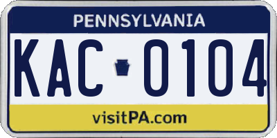 PA license plate KAC0104