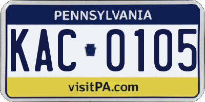 PA license plate KAC0105
