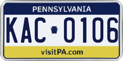 PA license plate KAC0106