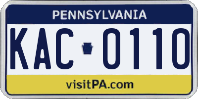 PA license plate KAC0110