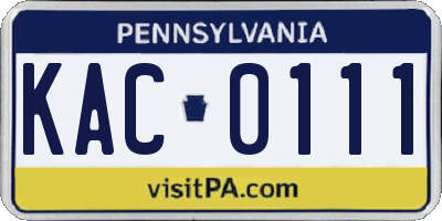 PA license plate KAC0111