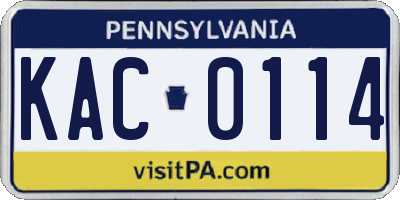 PA license plate KAC0114