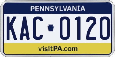 PA license plate KAC0120