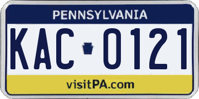 PA license plate KAC0121