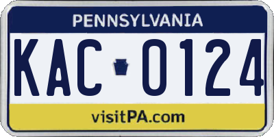 PA license plate KAC0124