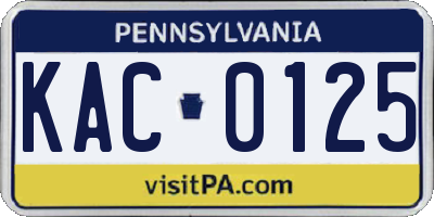 PA license plate KAC0125
