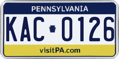 PA license plate KAC0126