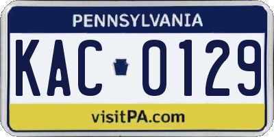 PA license plate KAC0129