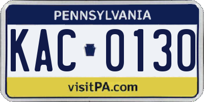 PA license plate KAC0130