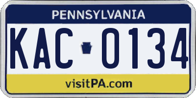 PA license plate KAC0134