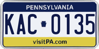 PA license plate KAC0135