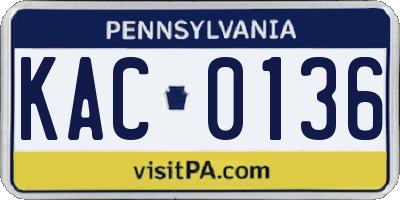 PA license plate KAC0136