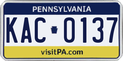 PA license plate KAC0137