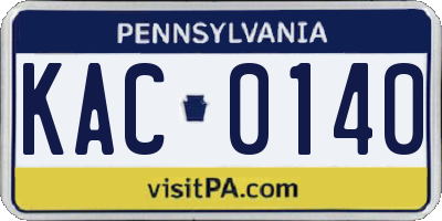 PA license plate KAC0140