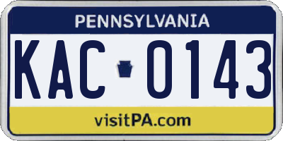 PA license plate KAC0143