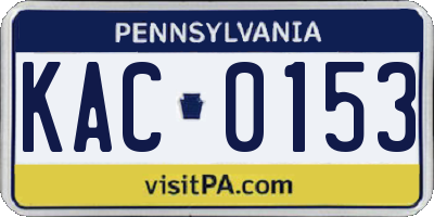PA license plate KAC0153