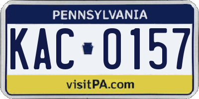 PA license plate KAC0157