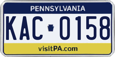 PA license plate KAC0158