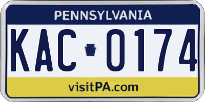 PA license plate KAC0174