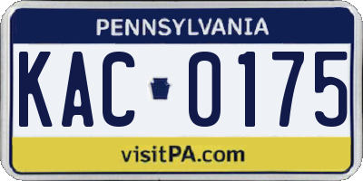 PA license plate KAC0175