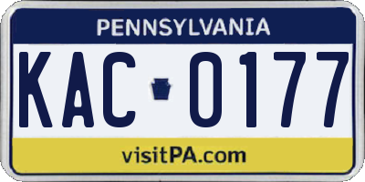 PA license plate KAC0177