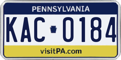 PA license plate KAC0184