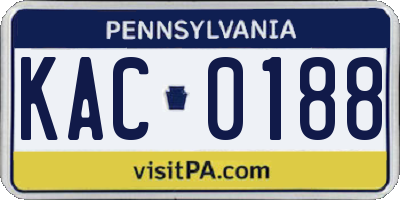 PA license plate KAC0188