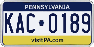 PA license plate KAC0189