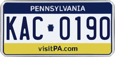 PA license plate KAC0190