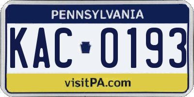 PA license plate KAC0193