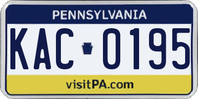 PA license plate KAC0195