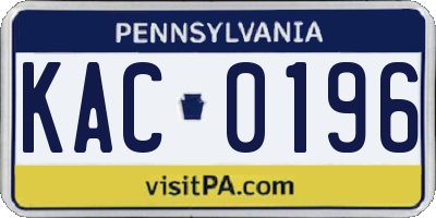 PA license plate KAC0196