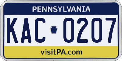 PA license plate KAC0207