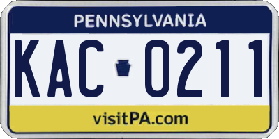PA license plate KAC0211