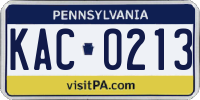 PA license plate KAC0213