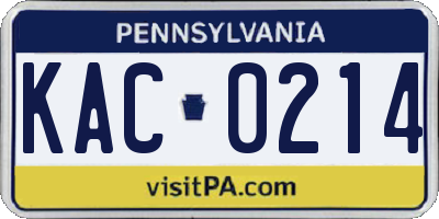 PA license plate KAC0214