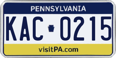 PA license plate KAC0215