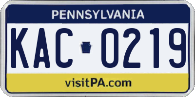 PA license plate KAC0219
