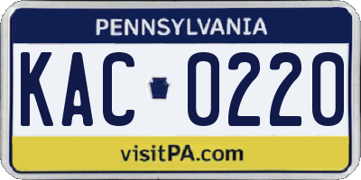PA license plate KAC0220