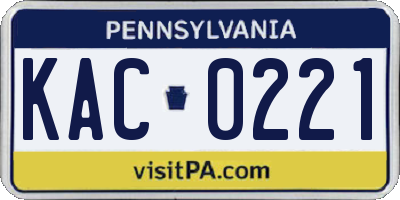 PA license plate KAC0221