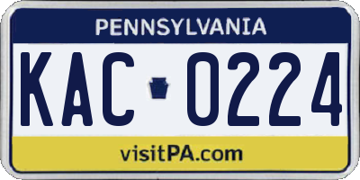 PA license plate KAC0224