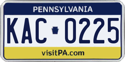 PA license plate KAC0225