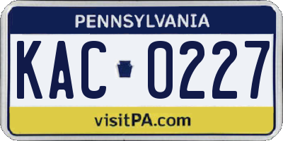 PA license plate KAC0227