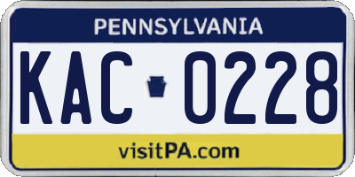 PA license plate KAC0228