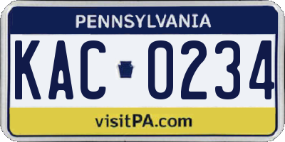 PA license plate KAC0234