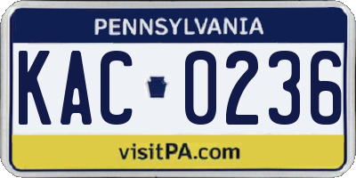 PA license plate KAC0236