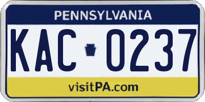 PA license plate KAC0237